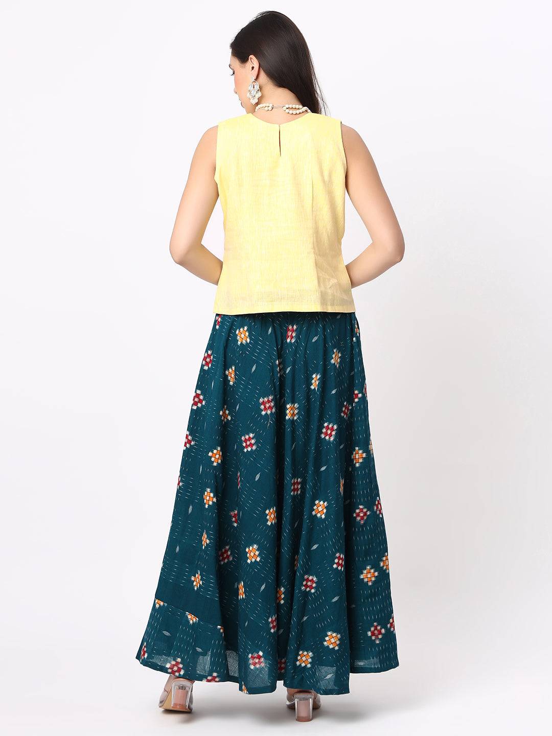 Handloom Cotton Top & Skirt Set in Sambalpuri Fabric