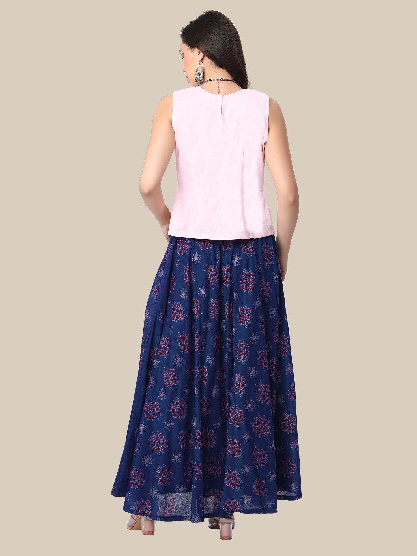 Handloom Cotton Top & Skirt Set in Sambalpuri Fabric