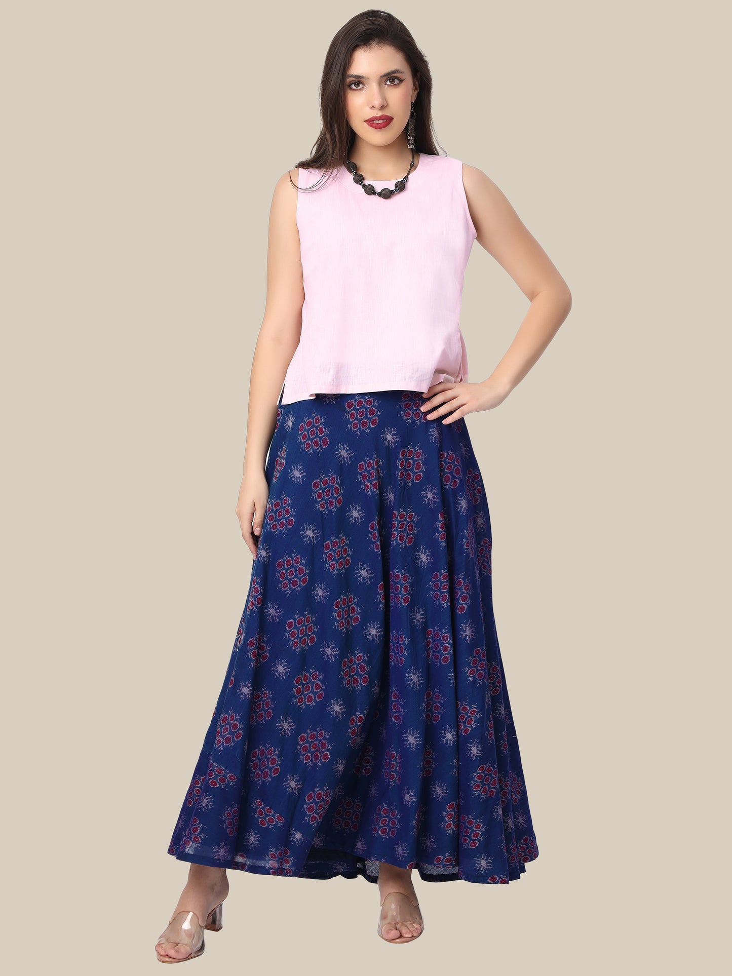 Handloom Cotton Top & Skirt Set in Sambalpuri Fabric