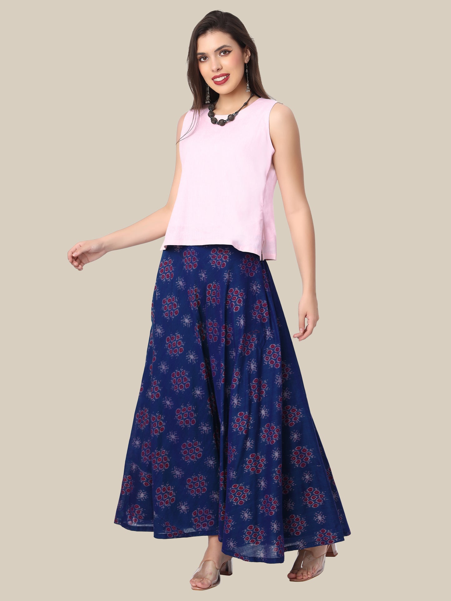 Handloom Cotton Top & Skirt Set in Sambalpuri Fabric