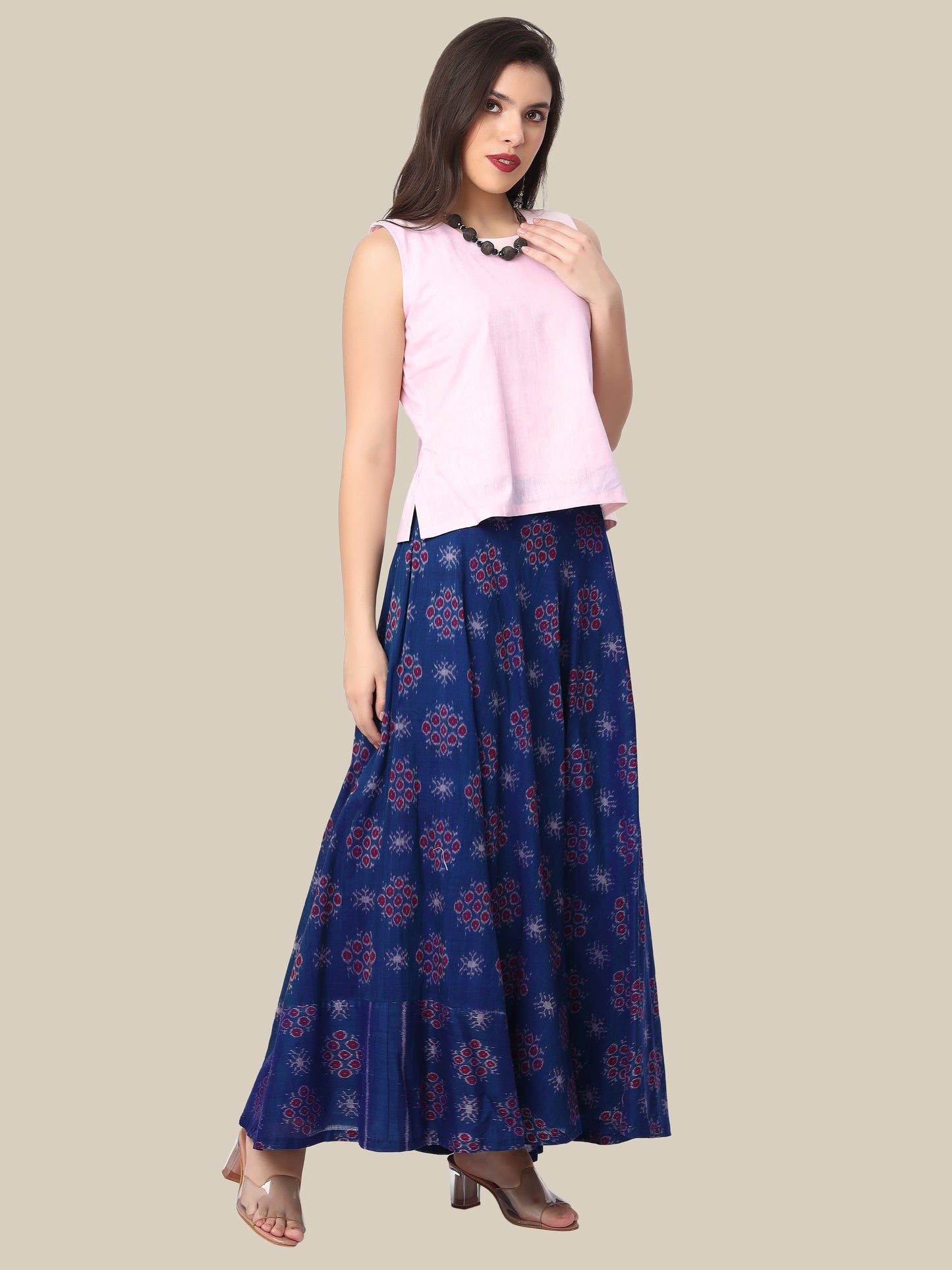 Handloom Cotton Top & Skirt Set in Sambalpuri Fabric
