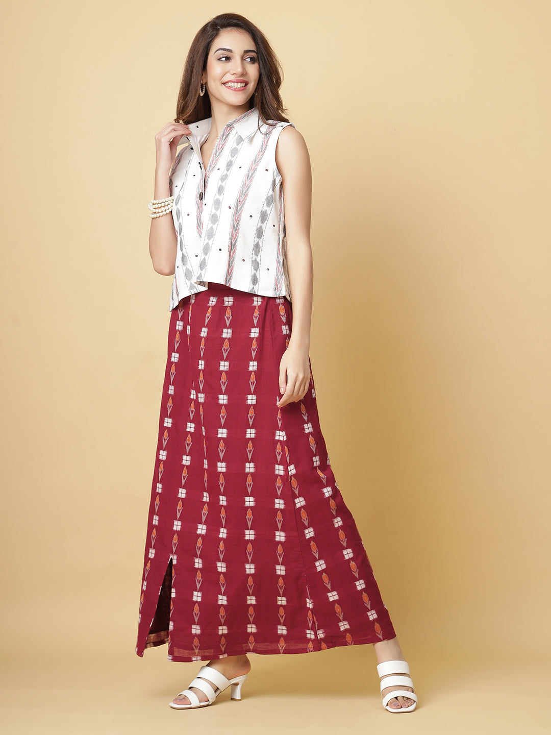 Exquisite Handloom Sambalpuri Ikat Top & Skirt Set