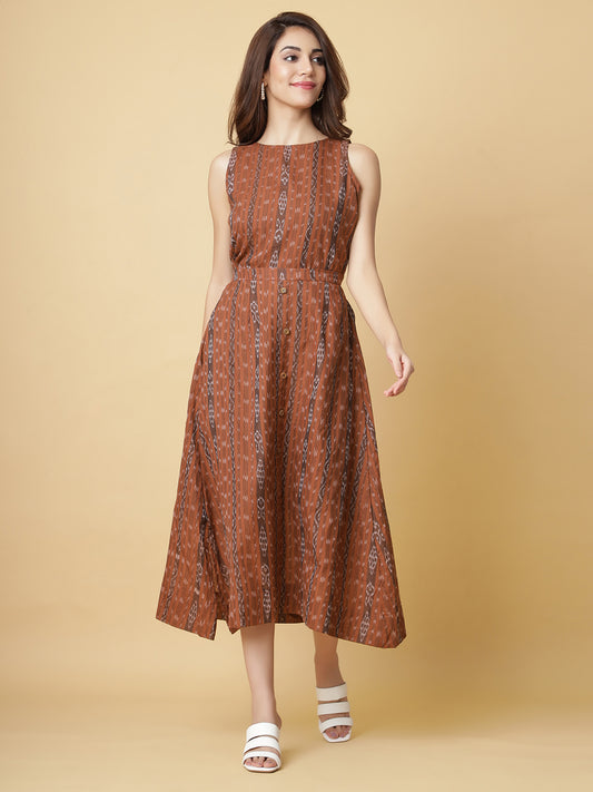 Cotton Two Piece Dress in Handloom Sambalpuri Ikat Fabric