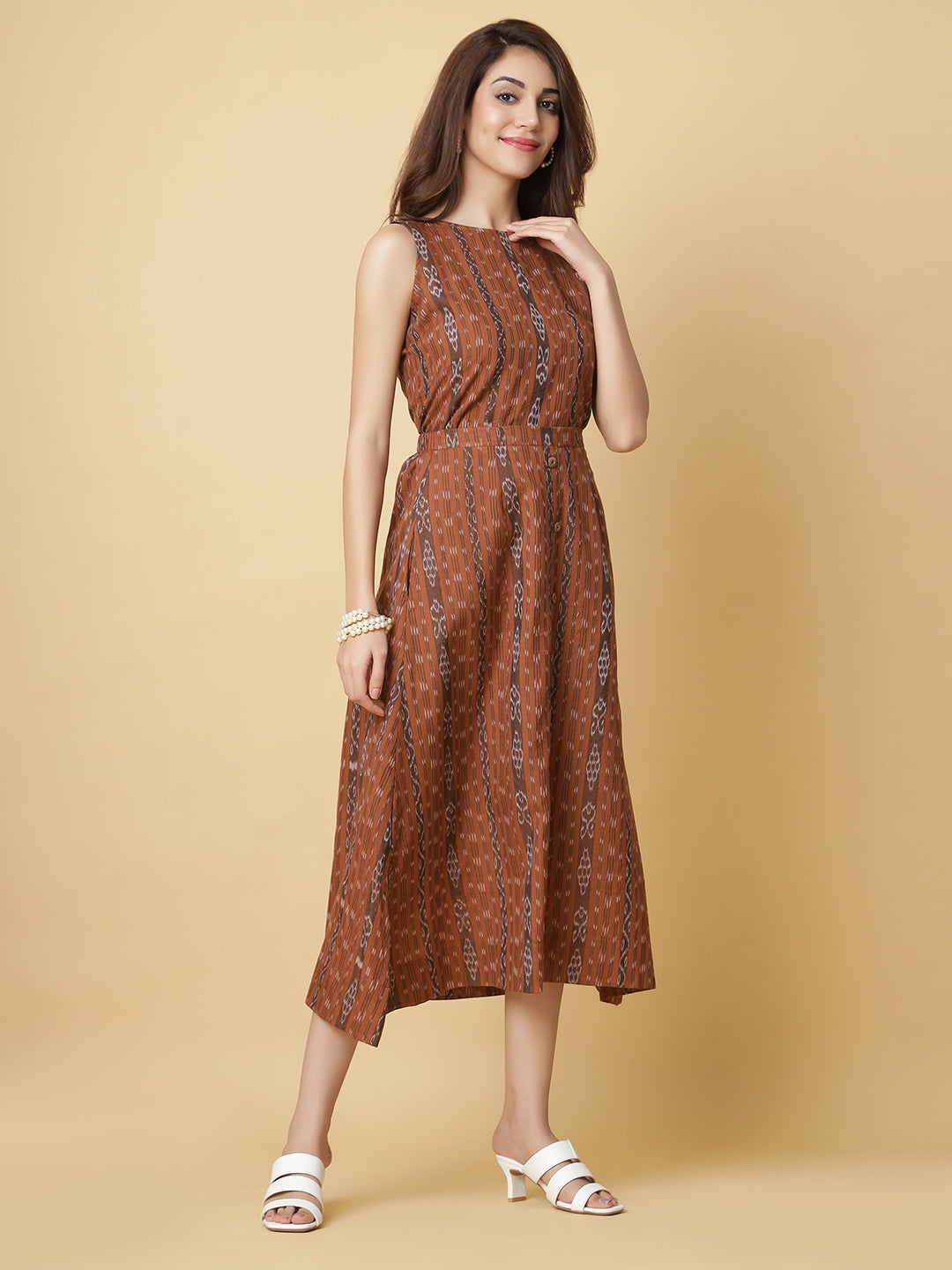 Cotton Two Piece Dress in Handloom Sambalpuri Ikat Fabric