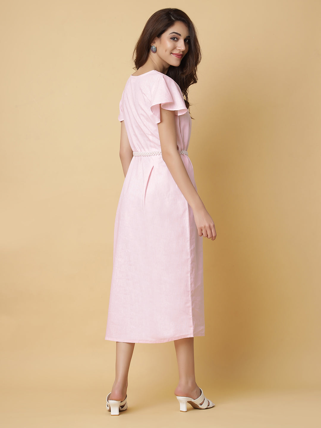 One Piece Dress in Pure Natural Linen Fabric