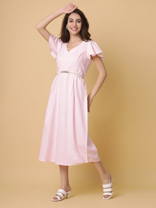 One Piece Dress in Pure Natural Linen Fabric