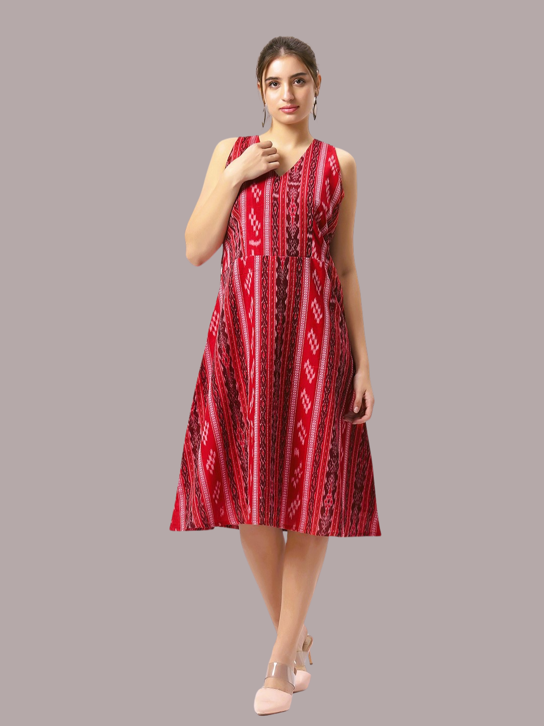 Cotton One Piece Dress in Handloom Sambalpuri Ikat Fabric