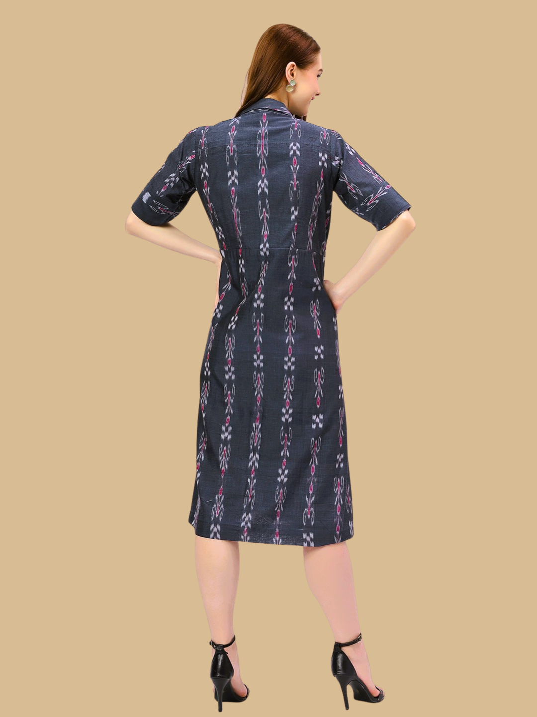 Cotton One Piece Dress in Handloom Sambalpuri Ikat Fabric