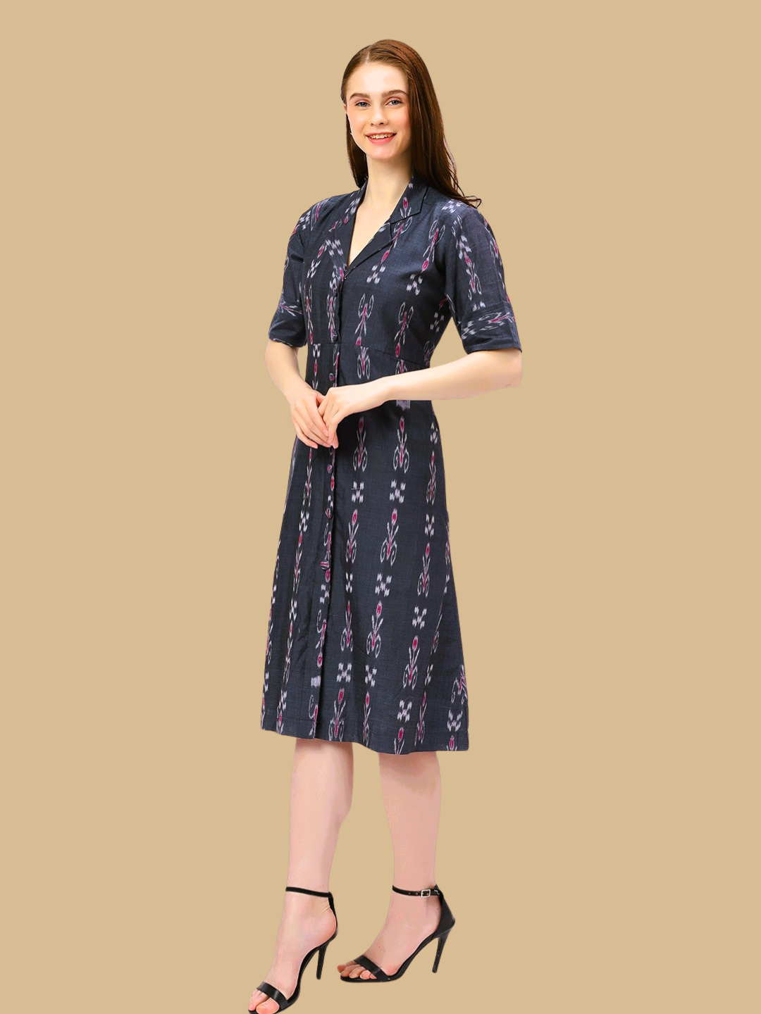 Cotton One Piece Dress in Handloom Sambalpuri Ikat Fabric