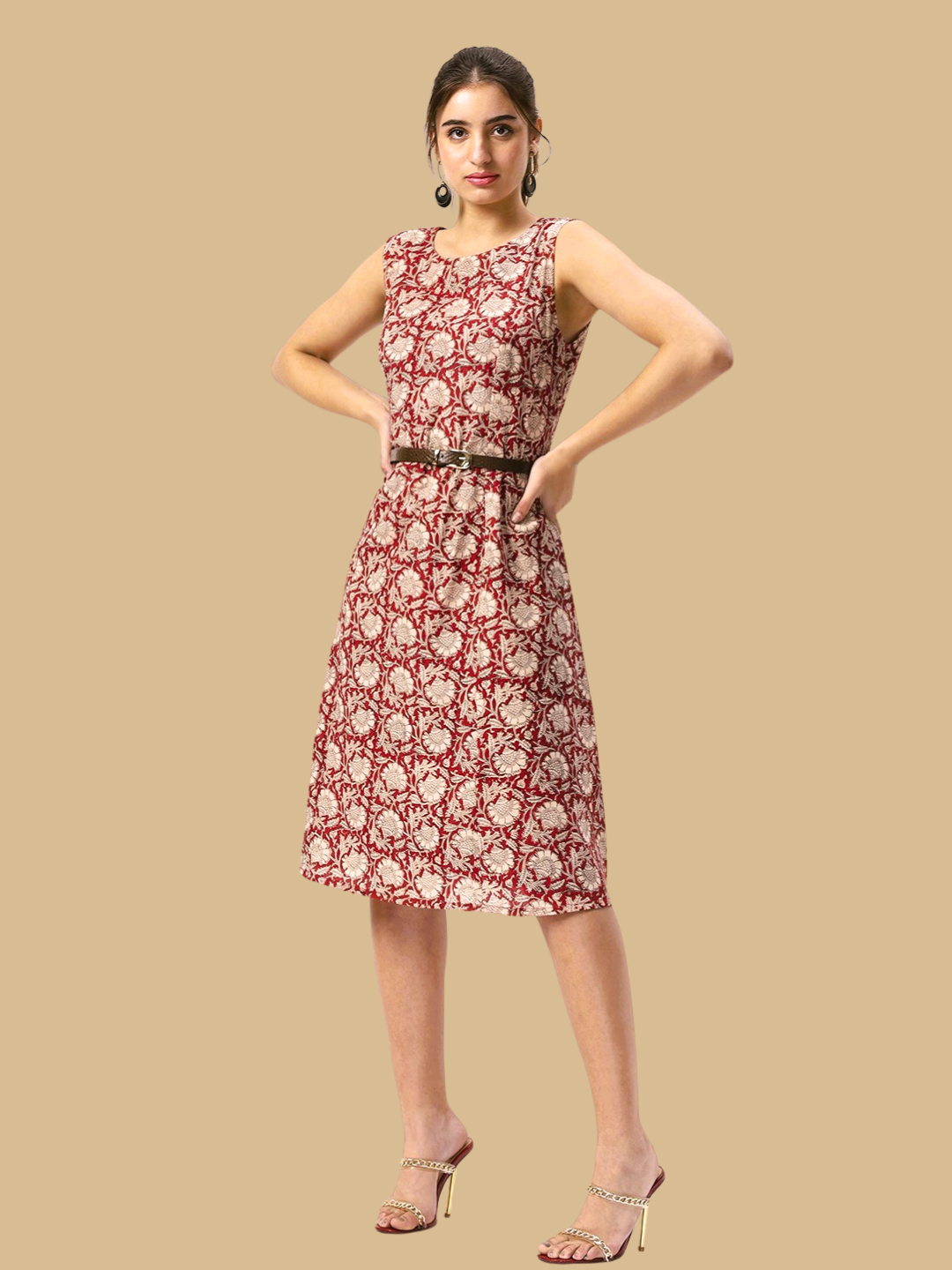 Handloom Cotton Dress in Hand Block printed Fabric