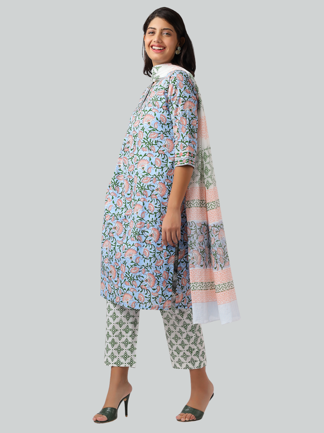 Handcrafted Cotton Kurti Set in Hand Block Printed Fabric
