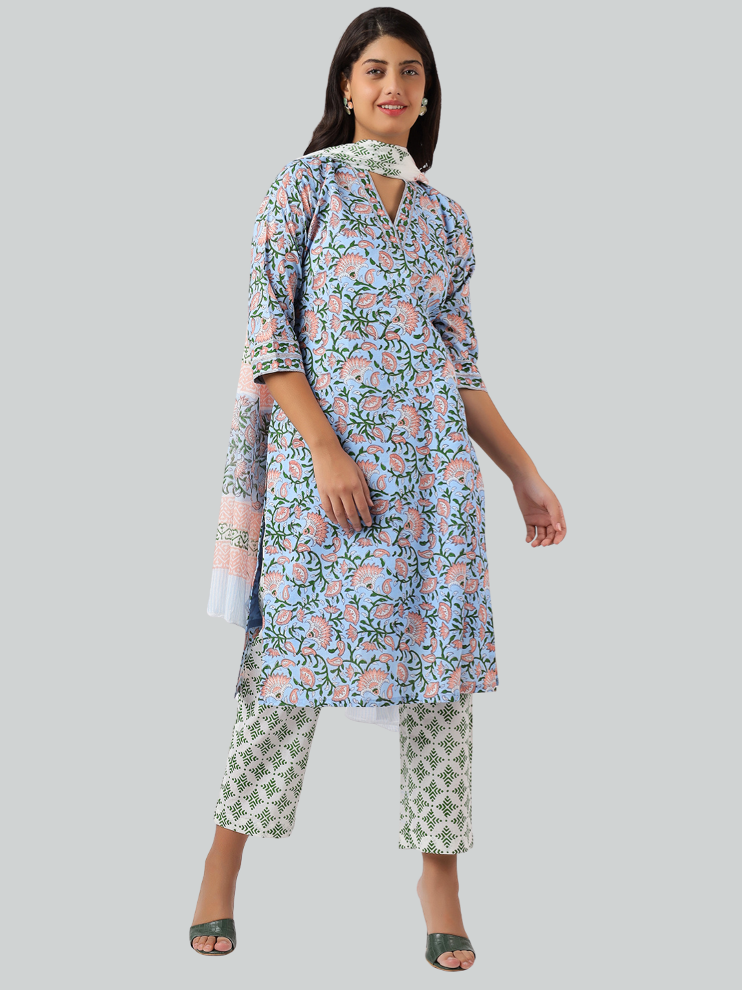Handcrafted Cotton Kurti Set in Hand Block Printed Fabric