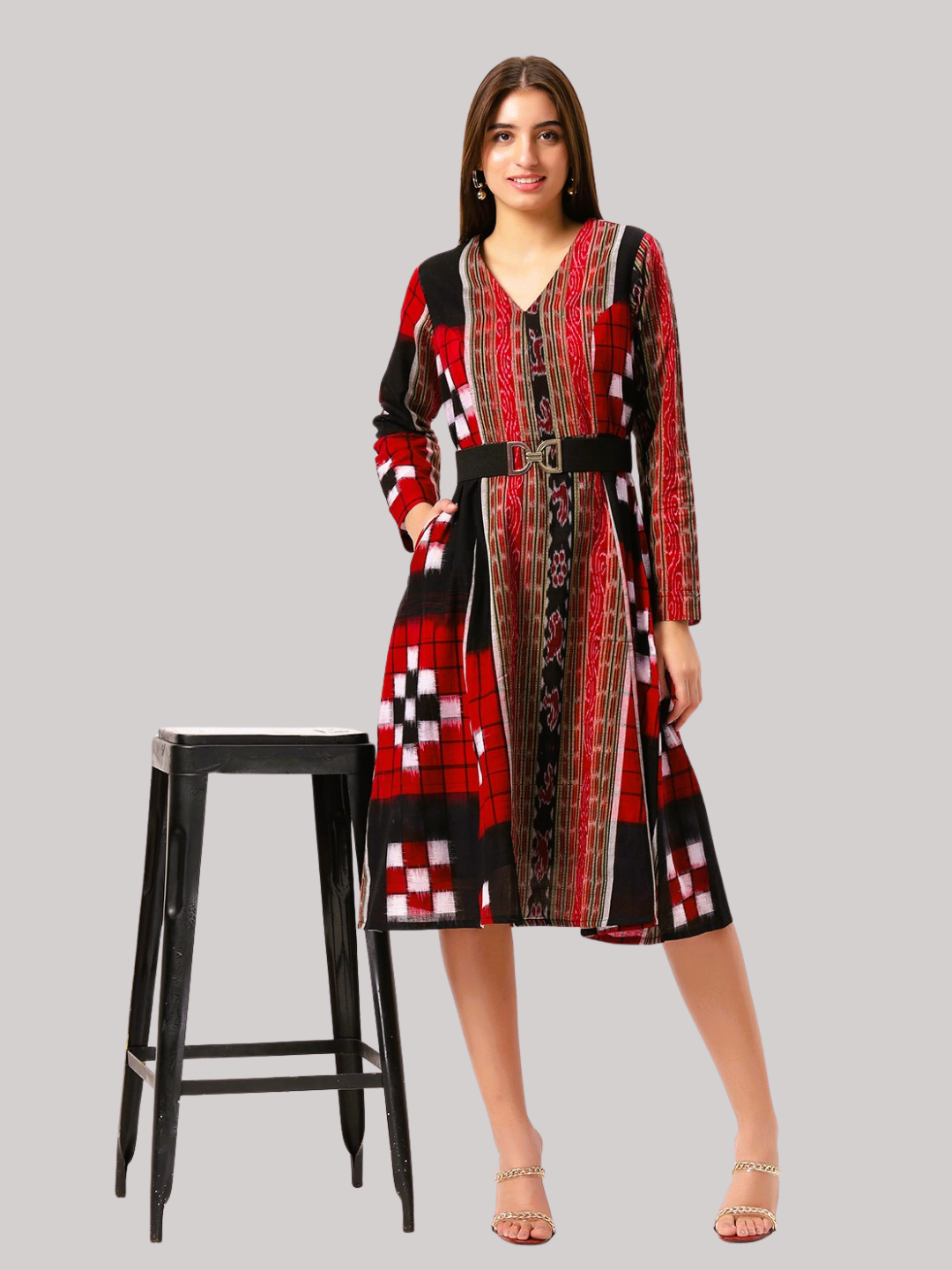 Cotton One Piece Dress in Handloom Sambalpuri Ikat Fabric