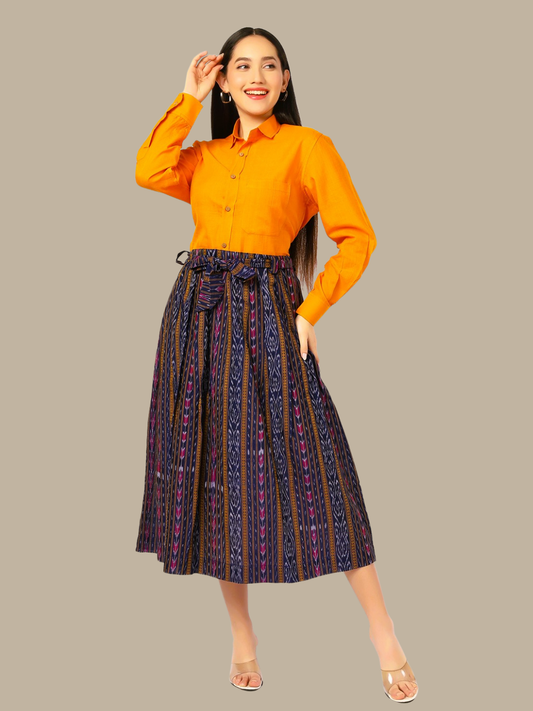 Cotton Two Piece Dress in Handloom Sambalpuri Ikat Fabric no18