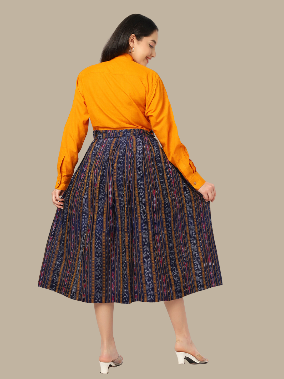 Cotton Two Piece Dress in Handloom Sambalpuri Ikat Fabric no18