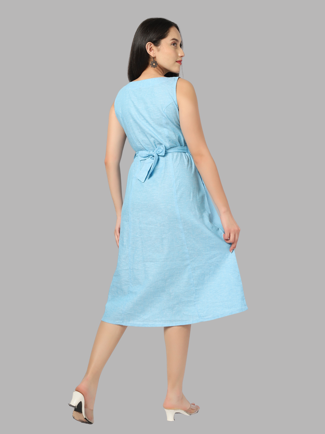 One Piece Dress in Pure Natural Linen Fabric