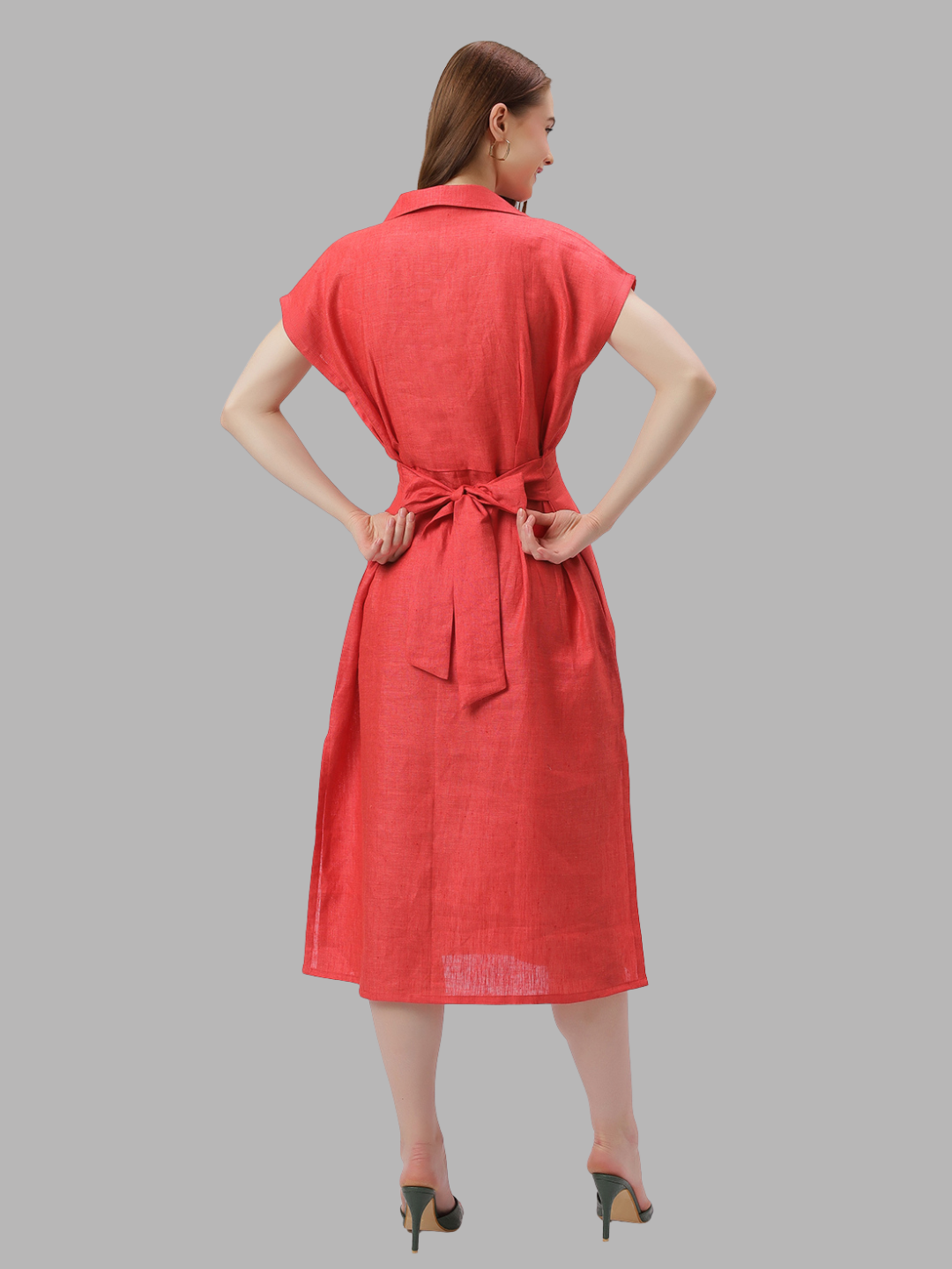 One Piece Dress in Pure Linen Fabric
