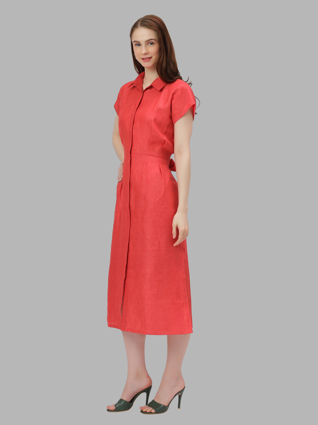 One Piece Dress in Pure Linen Fabric