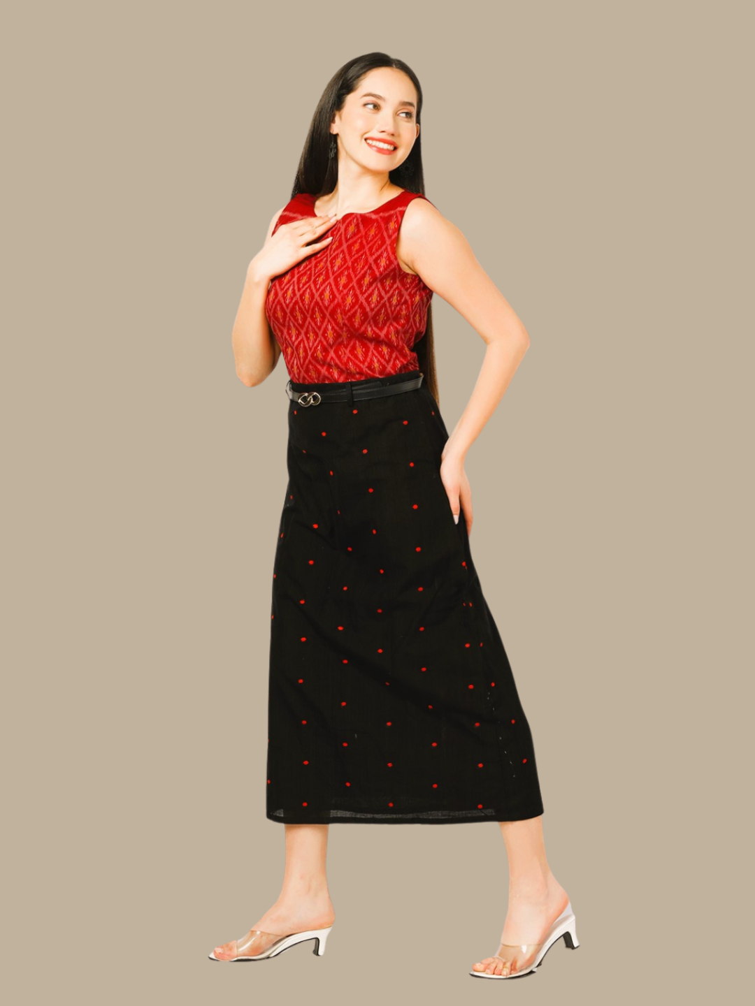 Cotton Two Piece Dress in Handloom Sambalpuri Ikat Fabric