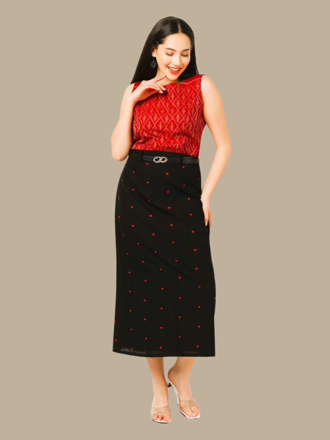 Cotton Two Piece Dress in Handloom Sambalpuri Ikat Fabric