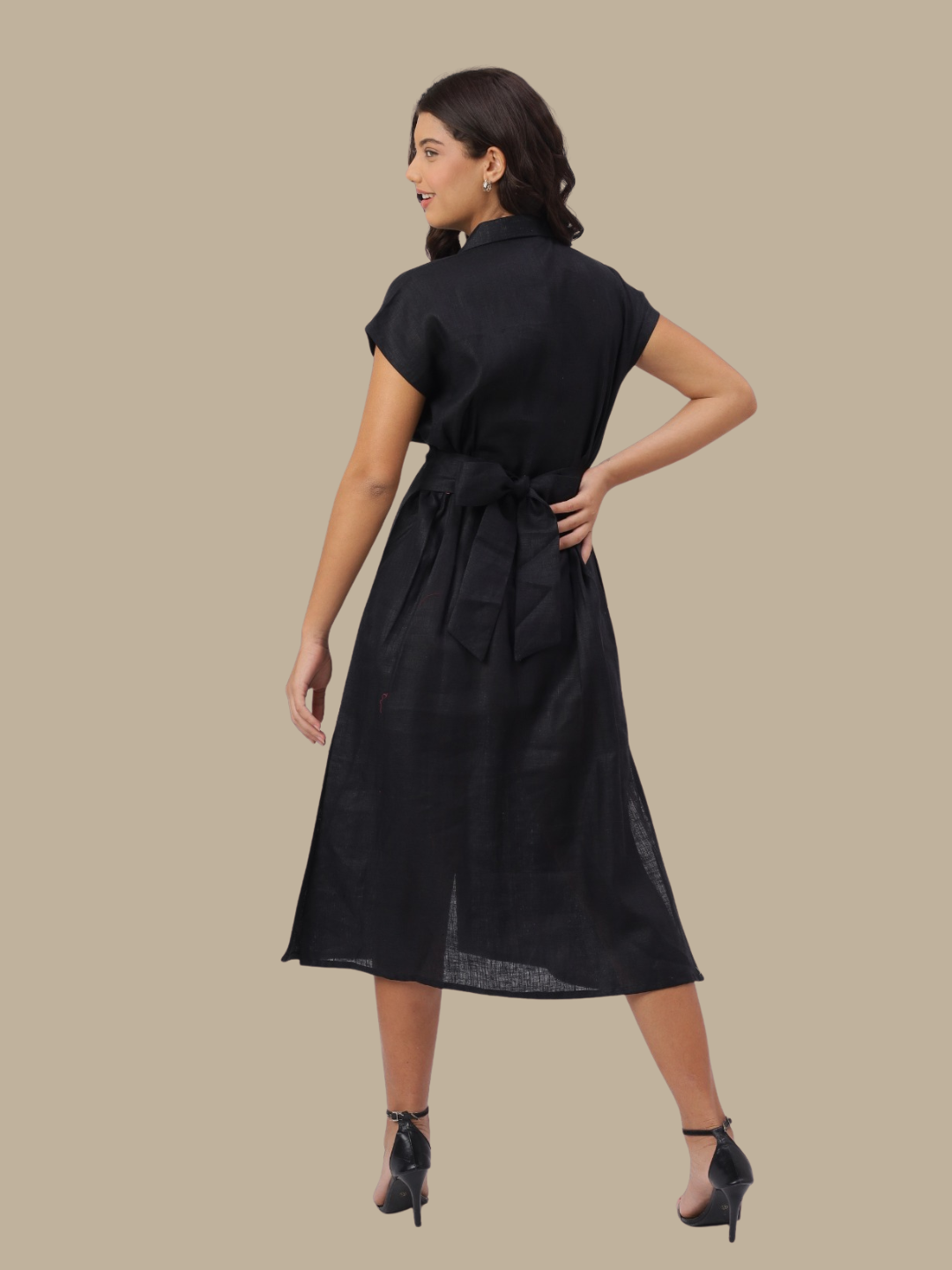 One Piece Dress in Pure Natural Linen Fabric