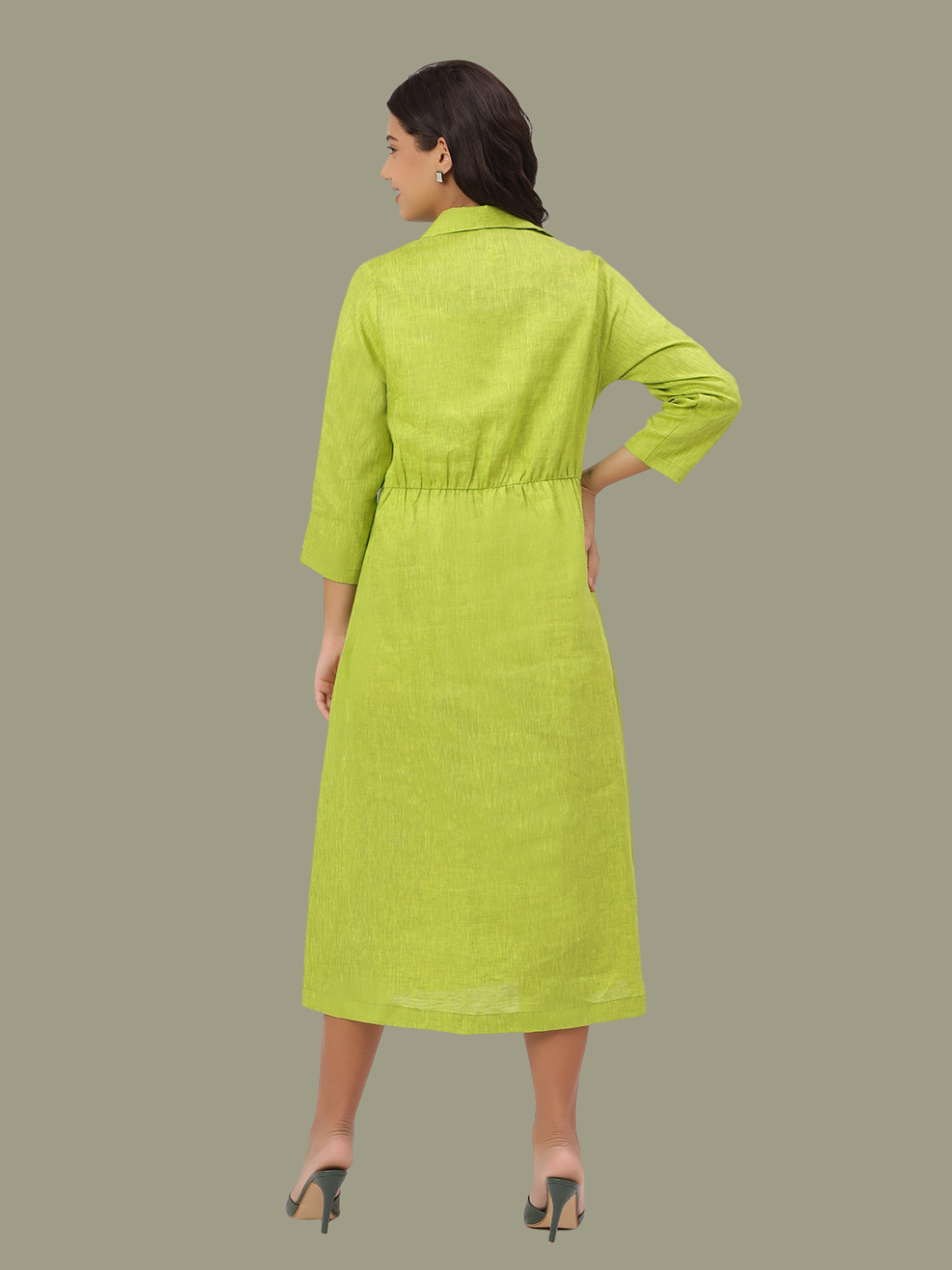 One Piece Dress in Pure Natural Linen Fabric