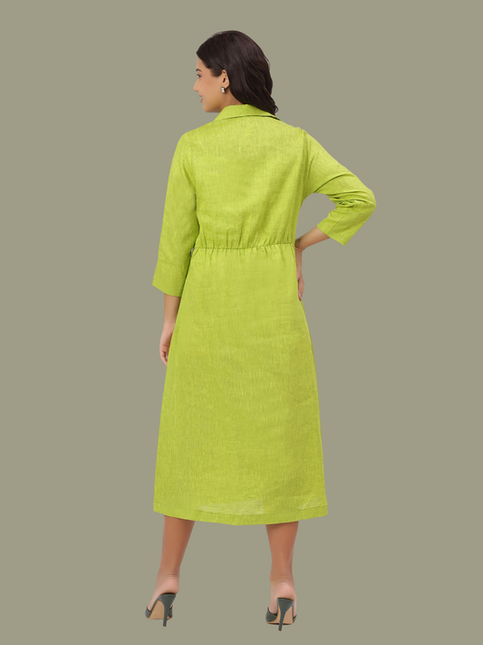 One Piece Dress in Pure Natural Linen Fabric