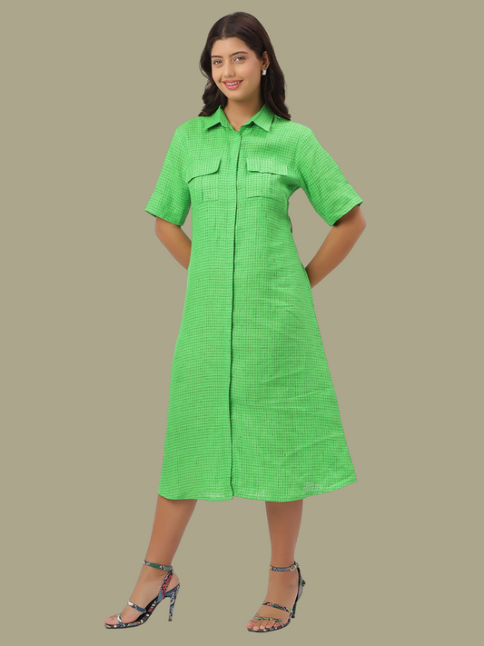 One Piece Dress in Pure Linen Fabric