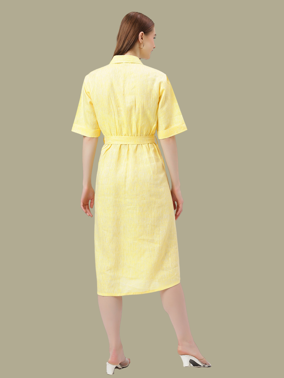 One Piece Dress in Pure Natural Linen Fabric