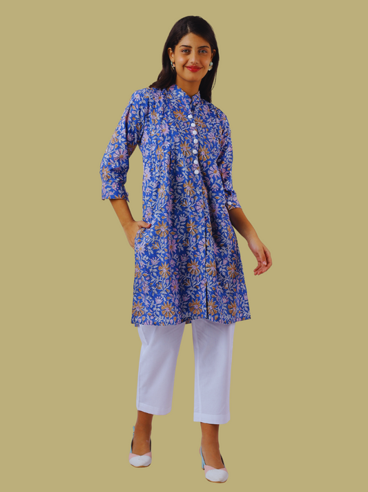Cotton Straight Kurti from Hand Block Printed Fabric