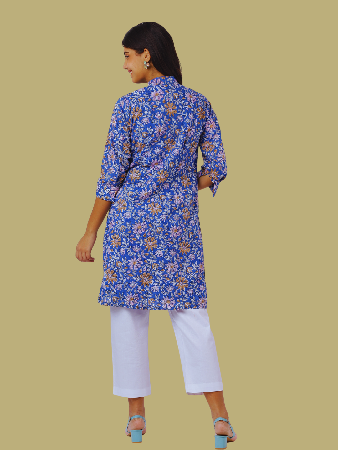 Cotton Straight Kurti from Hand Block Printed Fabric