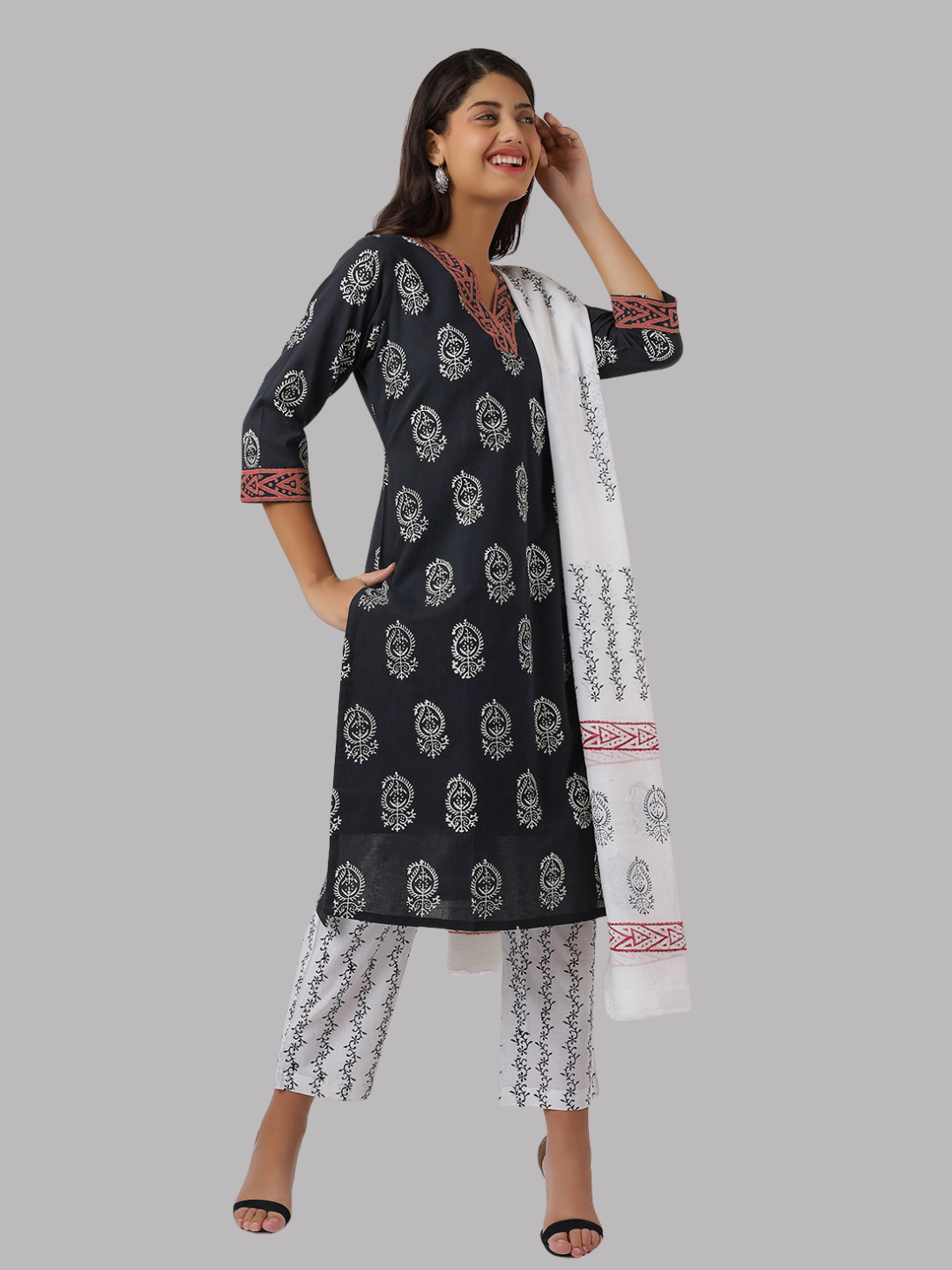Handcrafted Cotton Kurti Set in Hand Block Printed Fabric