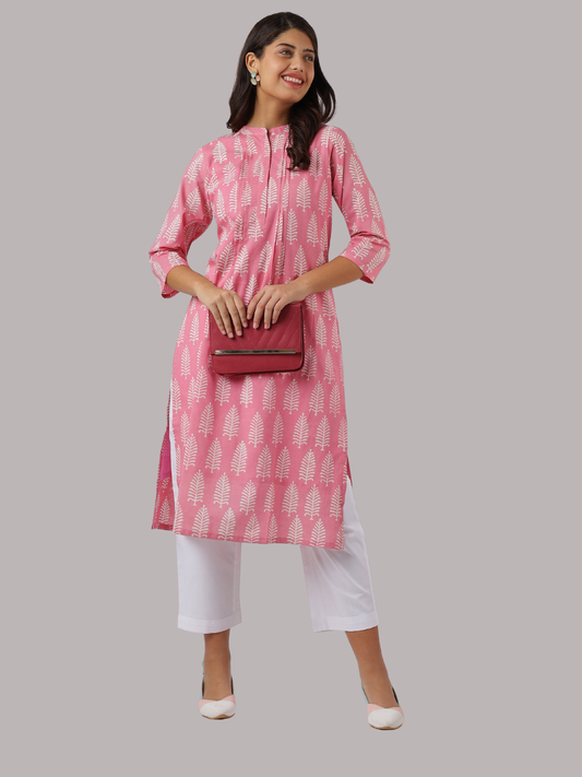 Pure Cotton Straight Kurti in Hand Block Printed Fabric