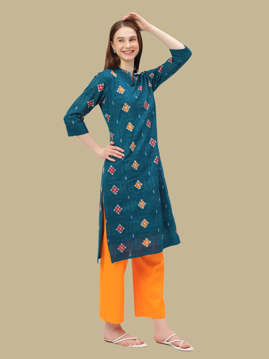 Handloom Sambalpuri Ikat Cotton Kurti and Pant Set