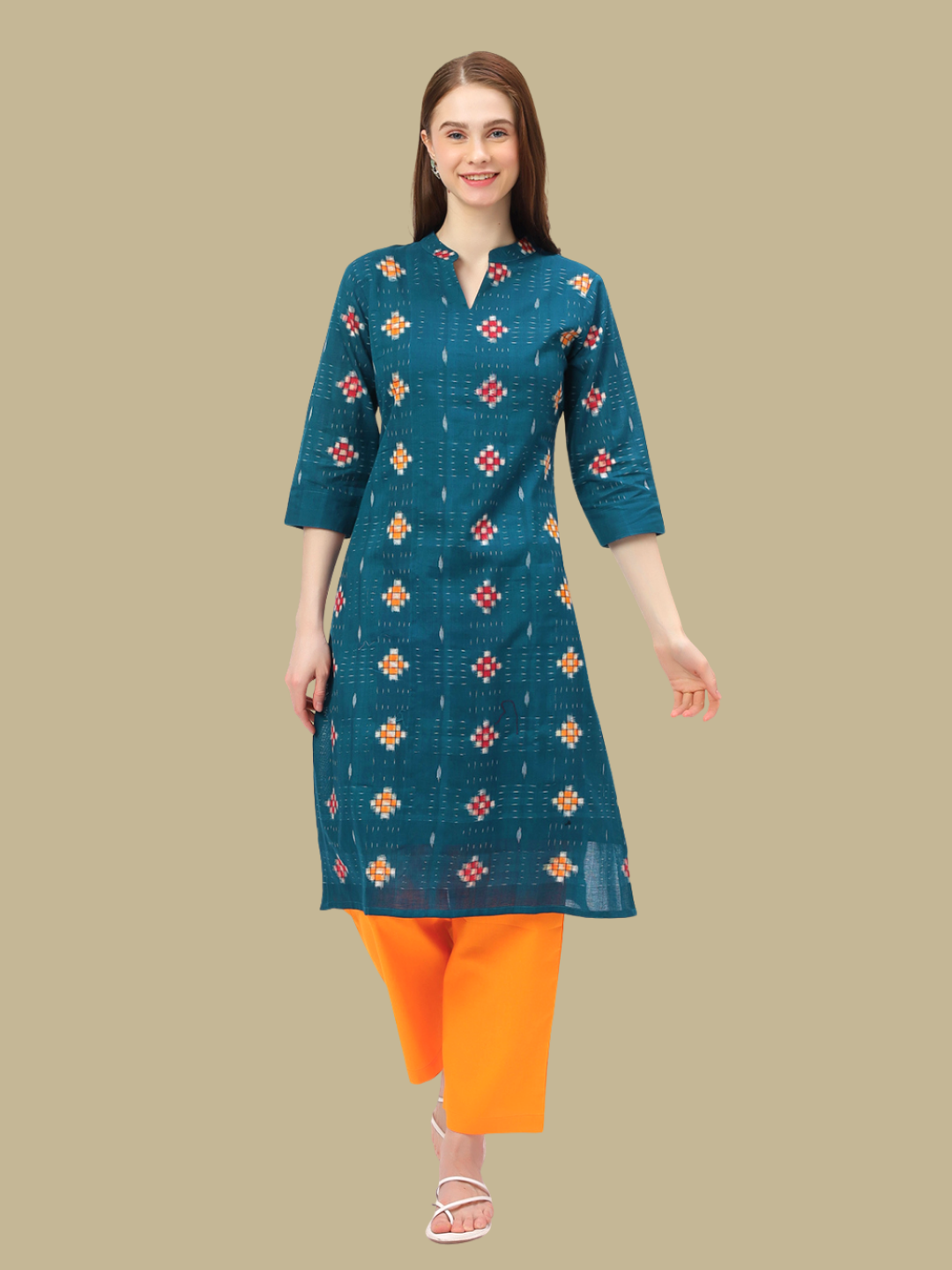 Handloom Sambalpuri Ikat Cotton Kurti and Pant Set