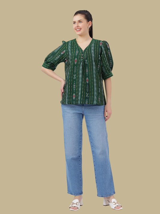 Handloom Sambalpuri Ikat Cotton Short Top