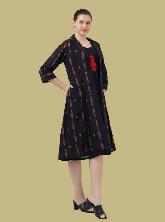 Iconic Handloom Sambalpuri Ikat Cotton Jacket Dress