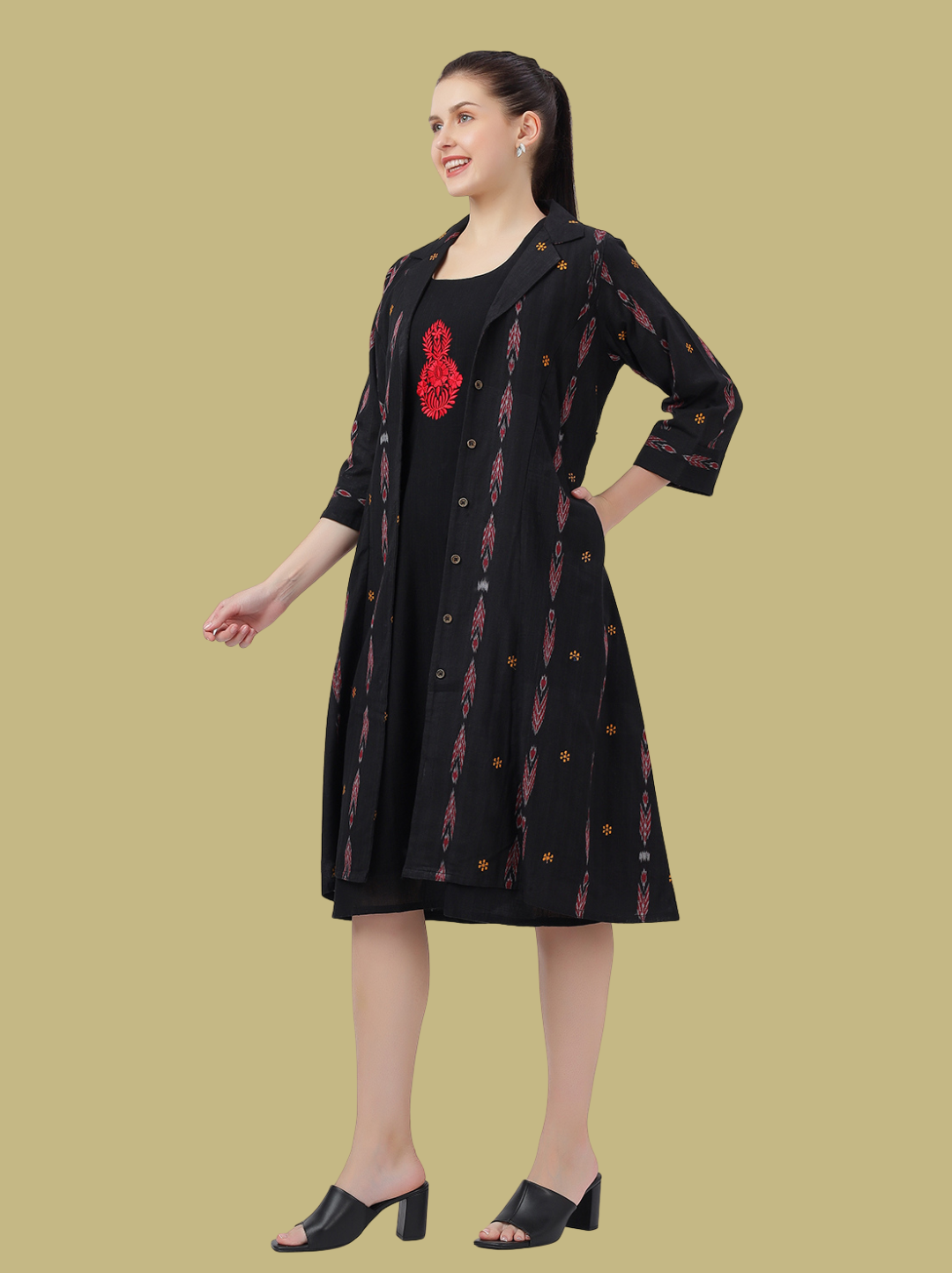 Iconic Handloom Sambalpuri Ikat Cotton Jacket Dress