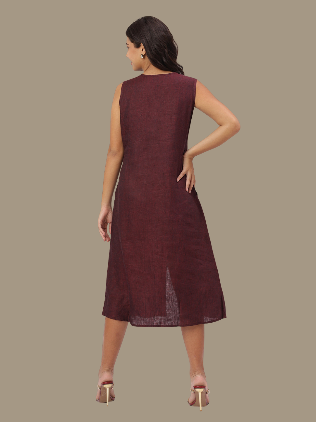 One Piece Dress in Pure Natural Linen Fabric