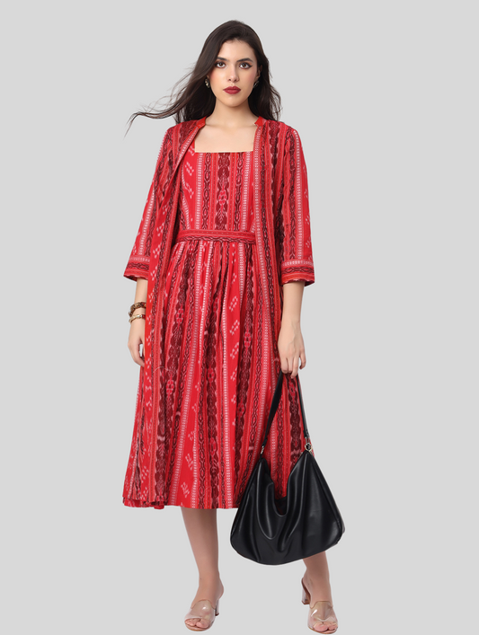 Handloom Sambalpuri Ikat Cotton Jacket Dress