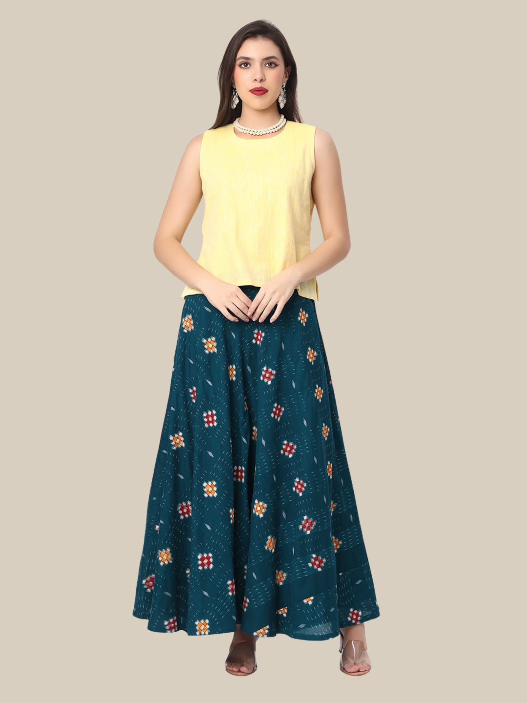 Handloom Cotton Top & Skirt Set in Sambalpuri Fabric