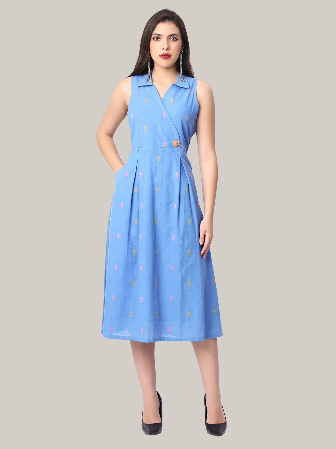 Jamdani Cotton Dress in Pure Cotton Fabric