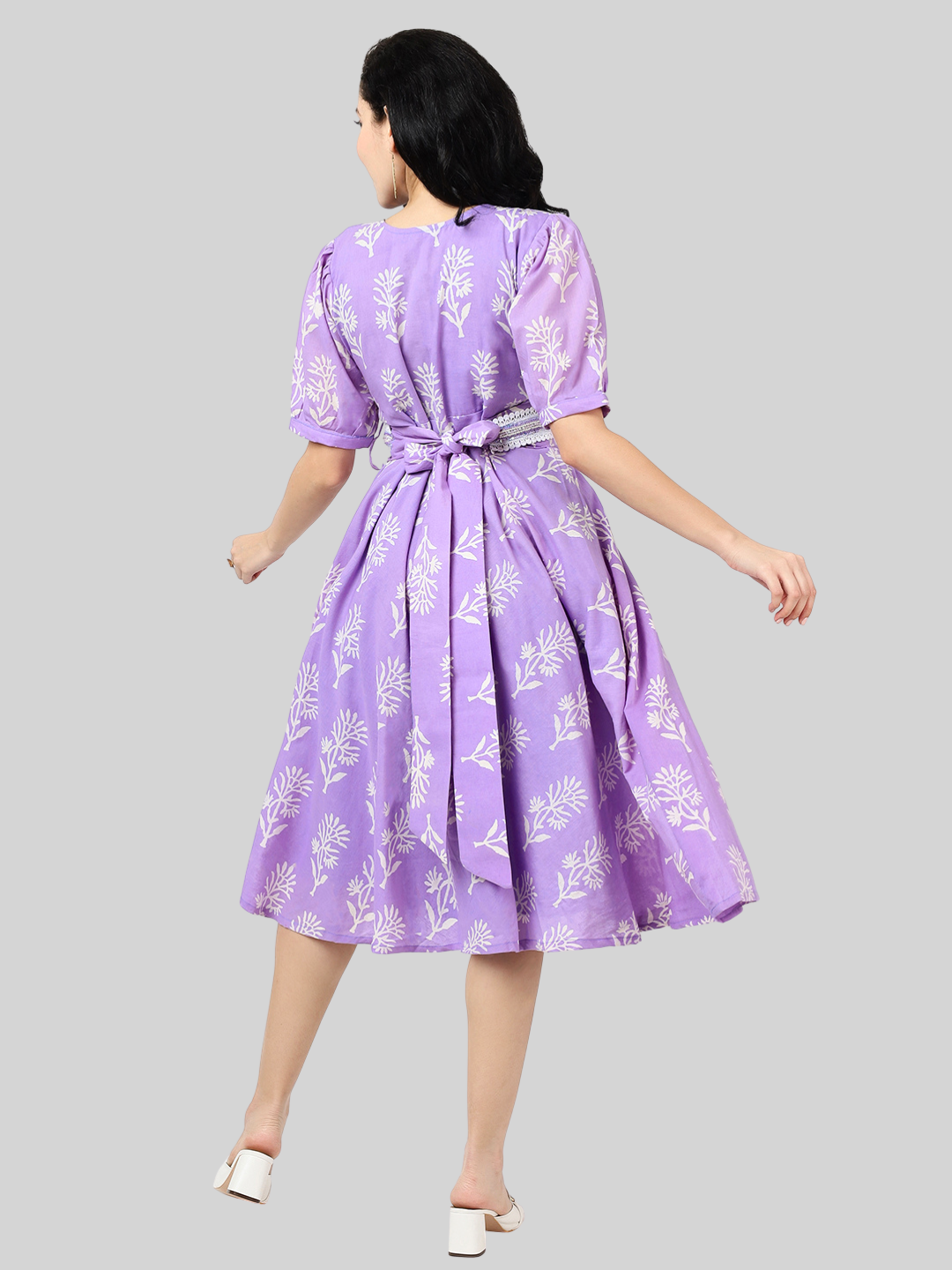 Handloom Cotton Dress in Hand Block printed Fabric