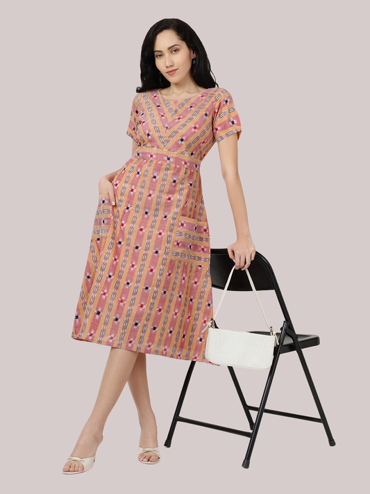 Cotton dress in Premium Handwoven Sambalpuri Ikat Fabric