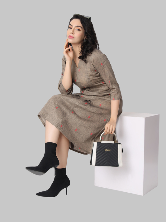 Handloom Dress in Handwoven Jamdani Cotton Fabric