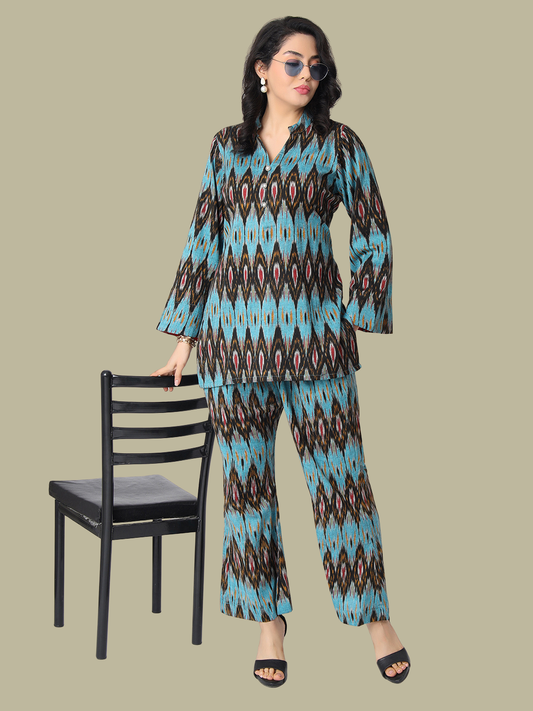Co-Ord Set from Handwoven pure Cotton Ikat Fabric