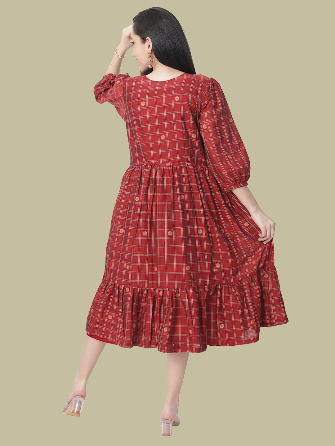 Handloom Dress in Handwoven Jamdani Cotton Fabric