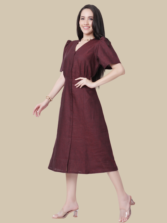 One Piece Dress in Pure Natural Linen Fabric