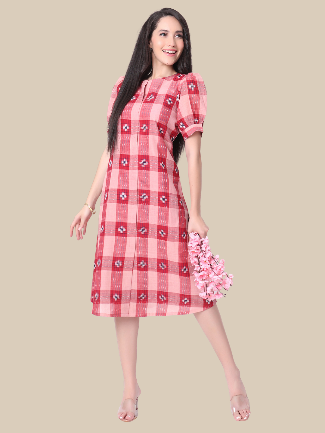 Cotton One Piece Dress in Handloom Sambalpuri Ikat Fabric (
