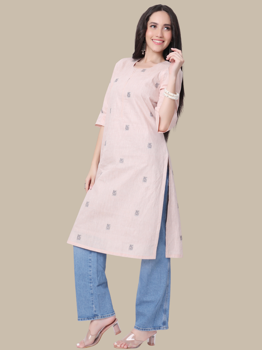 Pure Cotton Straight Kurti in Handloom Fabric